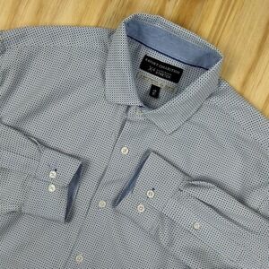 Report Collection Shirt Mens L White Blue Performance X4 Stretch Slim 16 35